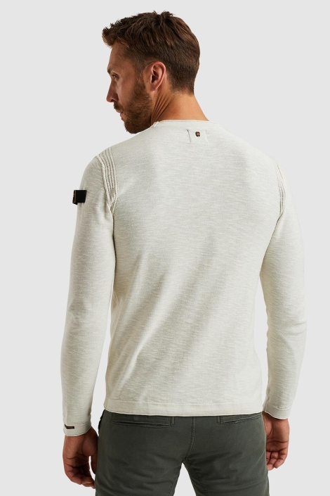 PME legend beige heren trui | Model achteraanzicht