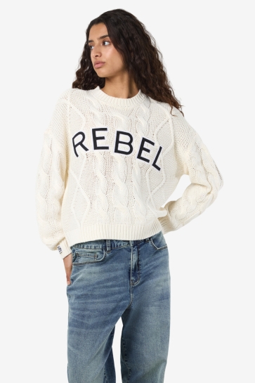 Noisy may Trui NMREBECCA L/S O-NECK CABLE KNIT 27035203 Birch/REBEL