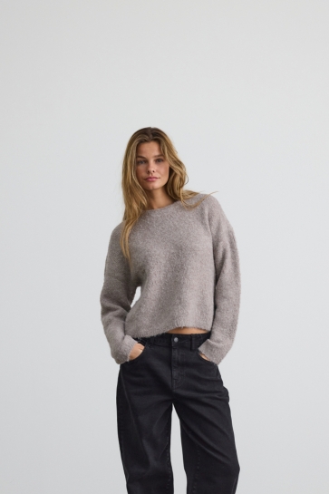 Noisy may NMDOLLY L/S O-NECK KNIT FWD NOOS 27034805 Silver Mink