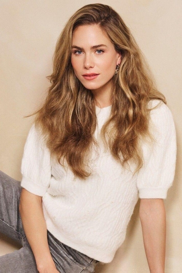 EsQualo SWEATER PEARLS CABLE S SLEEVE F25 27525 OFF WHITE