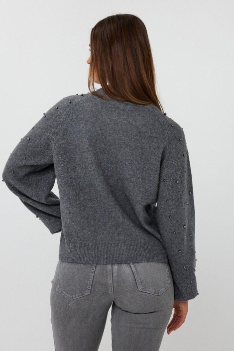 EsQualo grijze dames trui | Model achteraanzicht