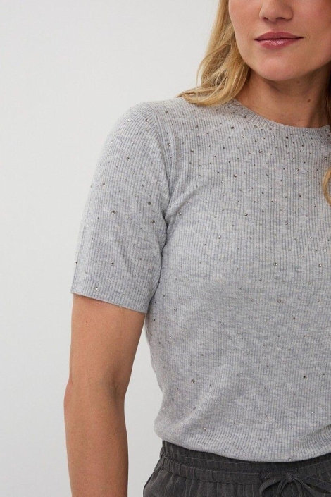EsQualo grijze dames t-shirt | Close up