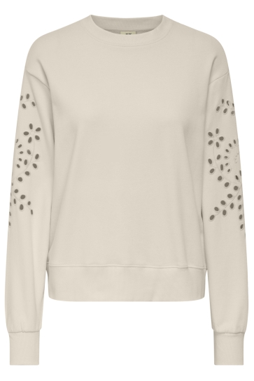 Jacqueline de Yong Trui JDYJINNI L/S EMB SWEAT JRS 15355858 Birch/EMB