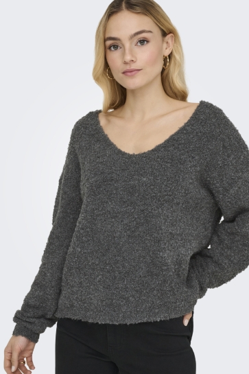 Jacqueline de Yong JDYBITTEN LIFE L/S VN REVERS. PULL 15355624 DARK GREY MELANGE