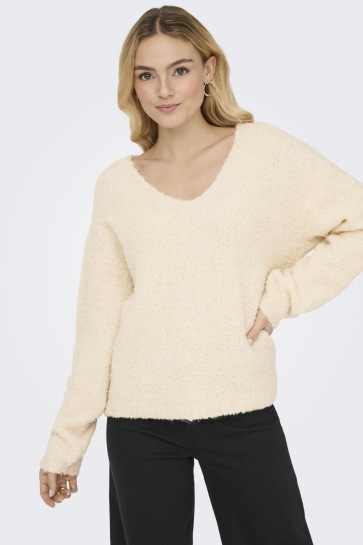 Jacqueline de Yong JDYBITTEN LIFE L/S VN REVERS. PULL 15355624 SANDSHELL/MELANGE