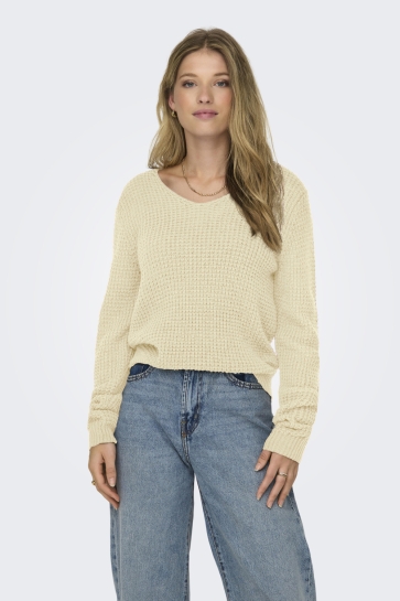 Jacqueline de Yong JDYELLEN L/S V-NECK PULLOVER KNT 15308897 Whitecap Gray