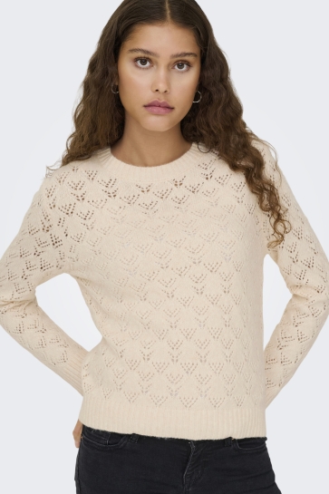 Jacqueline de Yong Trui JDYAMANDA LIFE L/S O-NECK PULLOVER 15355617 WHITECAP GRAY