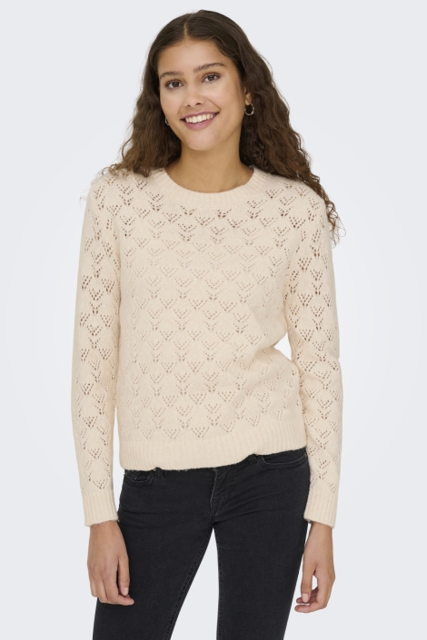 Jacqueline de Yong beige dames trui | Model achteraanzicht