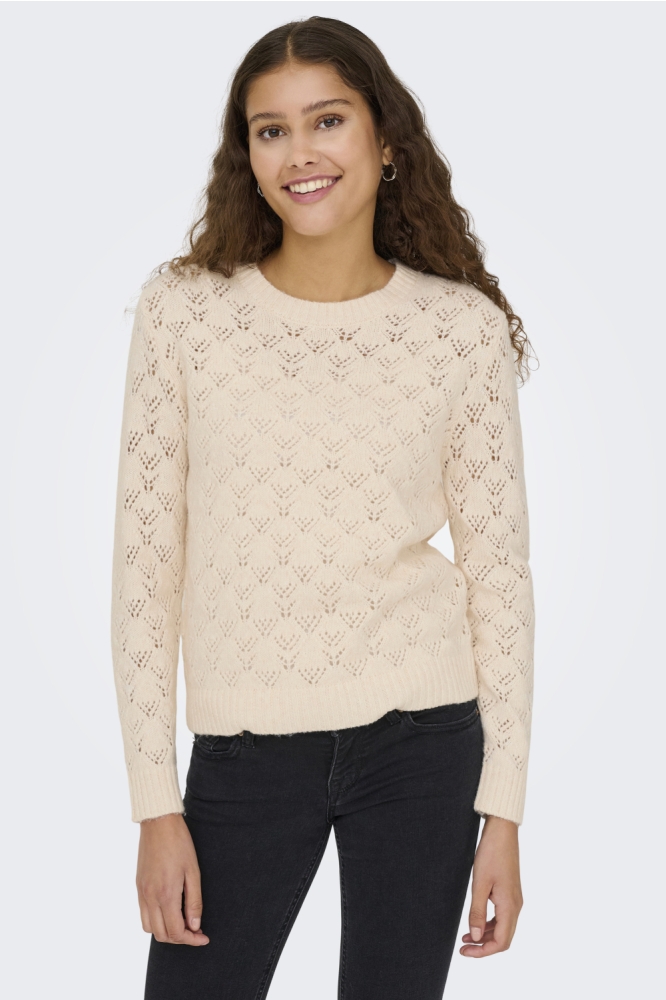 Jacqueline de Yong beige dames trui | Model achteraanzicht