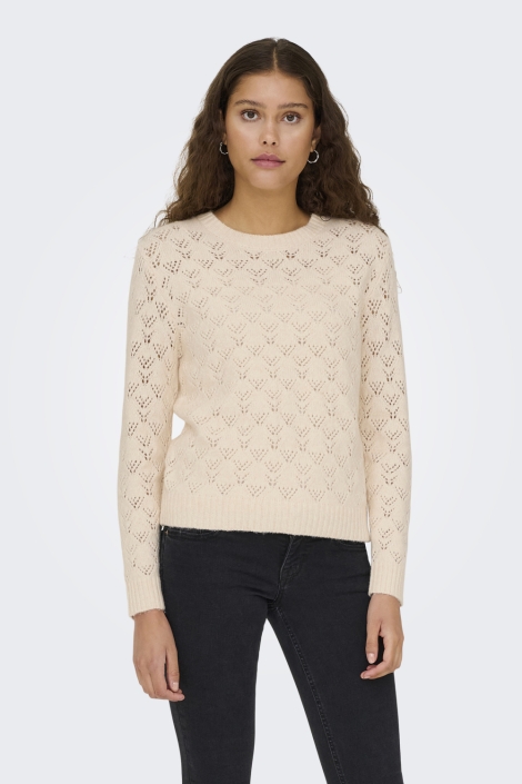 Jacqueline de Yong beige dames trui | Model vooraanzicht