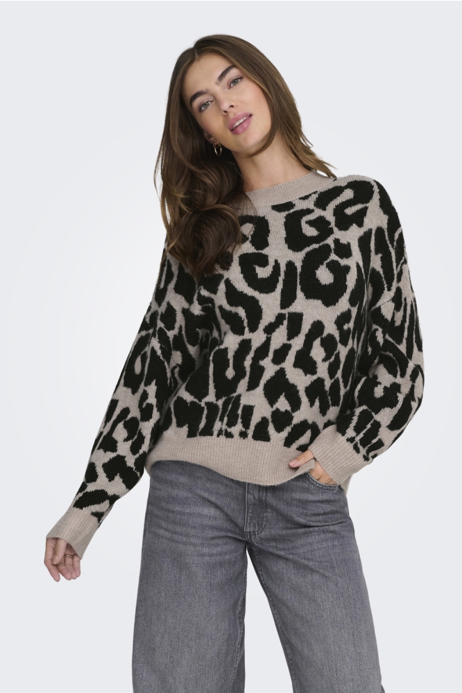 Jacqueline de Yong beige dames trui | Model vooraanzicht