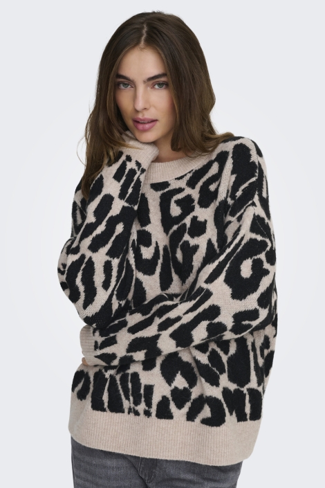 Jacqueline de Yong beige dames trui | Model vooraanzicht