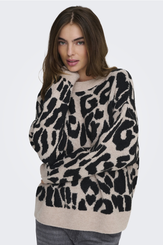 Jacqueline de Yong beige dames trui | Model vooraanzicht