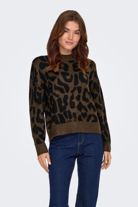 Jacqueline de Yong bruine dames trui | Model vooraanzicht