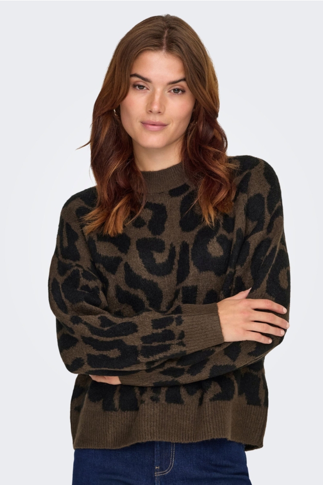 Jacqueline de Yong bruine dames trui | Model vooraanzicht