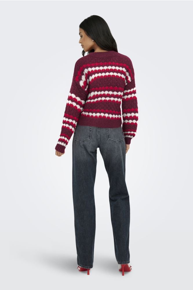 Jacqueline de Yong bordeaux dames trui | Model achteraanzicht