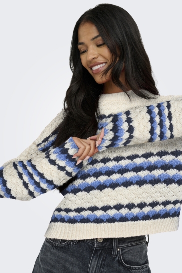 Jacqueline de Yong JDYCELESTE L/S O-NECK PULLOVER KNT 15350858 Sandshell/TOTAL ECLIPSE