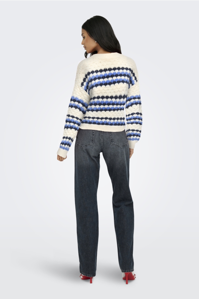 Jacqueline de Yong ecru dames trui | Model achteraanzicht