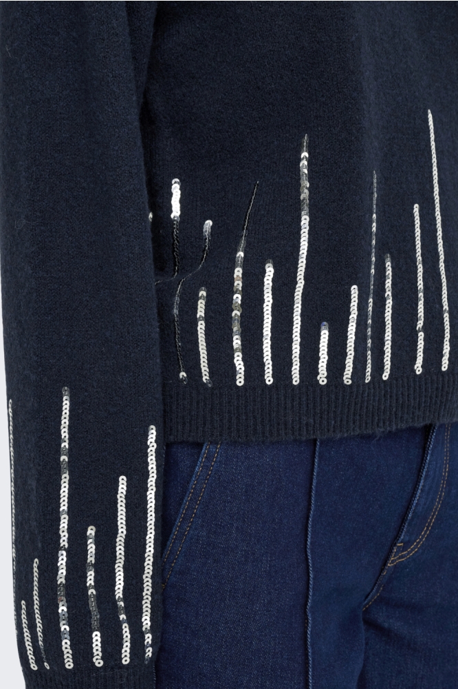 Jacqueline de Yong blauwe dames trui | Close up