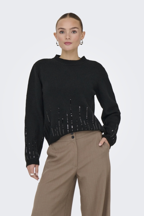 Jacqueline de Yong zwarte dames trui | Model vooraanzicht