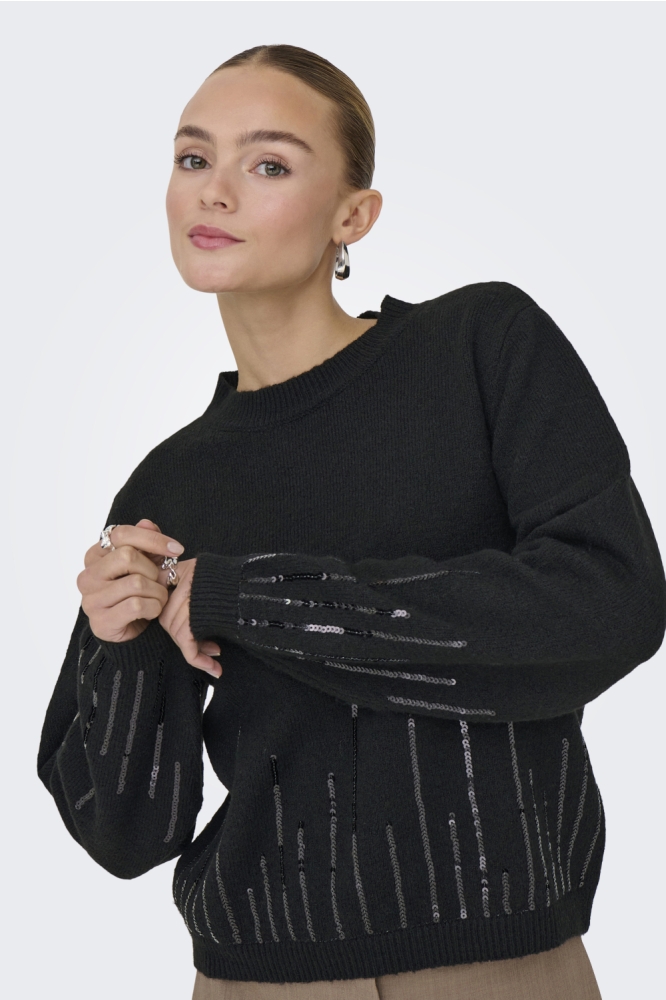 Jacqueline de Yong zwarte dames trui | Model vooraanzicht