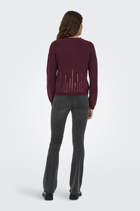 Jacqueline de Yong bordeaux dames trui | Model achteraanzicht