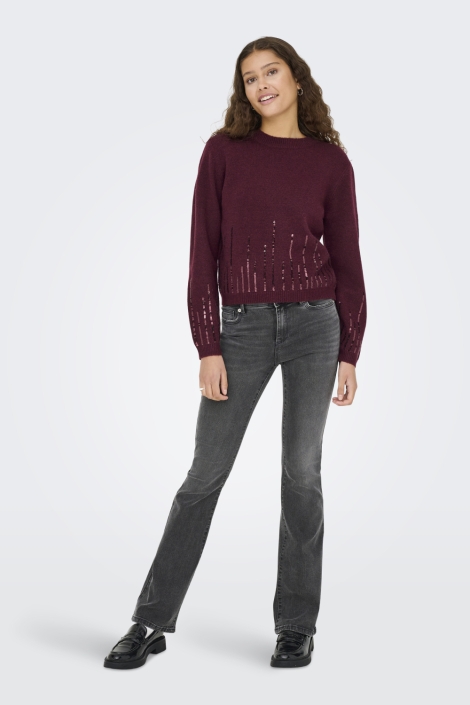 Jacqueline de Yong bordeaux dames trui | Model