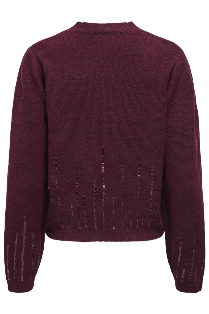 Jacqueline de Yong bordeaux dames trui | Achteraanzicht