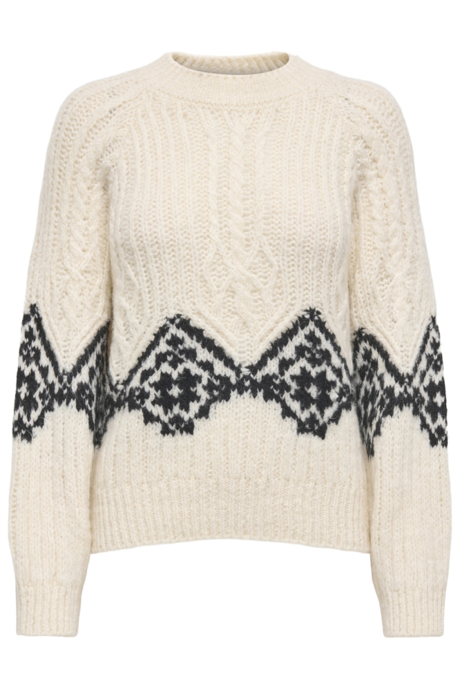 Jacqueline de Yong ecru dames trui | Vooraanzicht