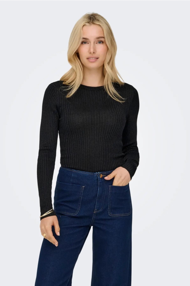 Jacqueline de Yong zwarte dames t-shirt | Model vooraanzicht