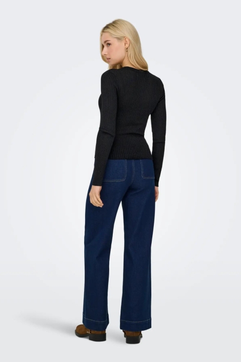 Jacqueline de Yong zwarte dames t-shirt | Model achteraanzicht