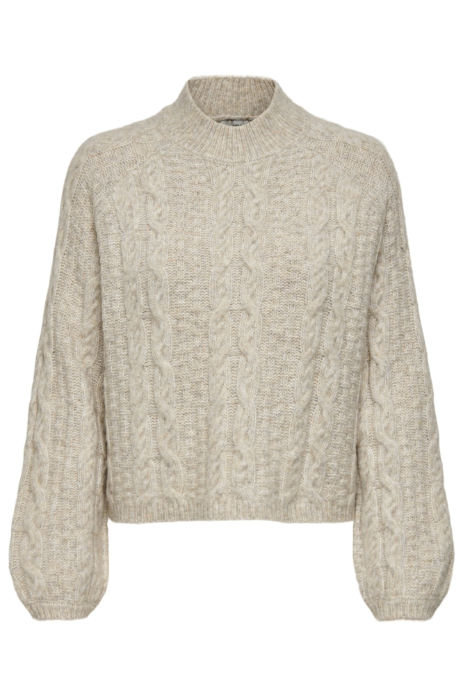 Jacqueline de Yong beige dames trui | Model vooraanzicht