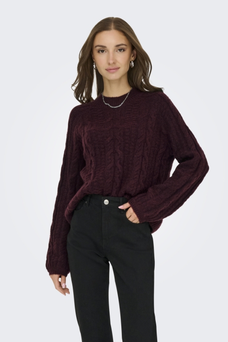 Jacqueline de Yong bordeaux dames trui | Model vooraanzicht