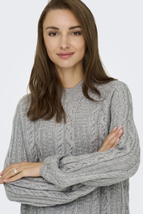 Jacqueline de Yong grijze dames trui | Model vooraanzicht