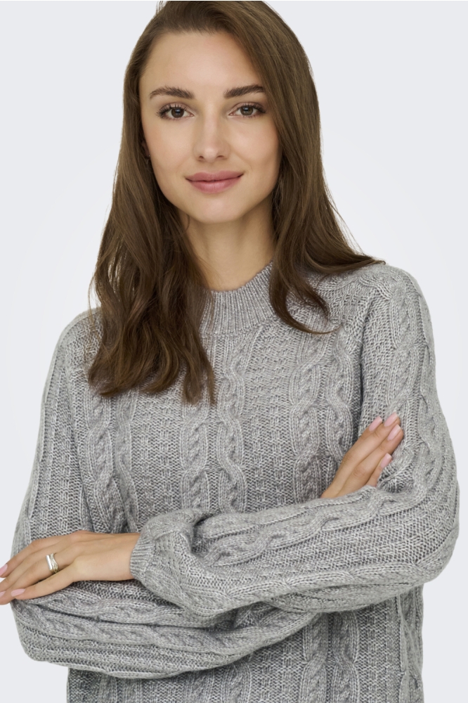 Jacqueline de Yong grijze dames trui | Model vooraanzicht