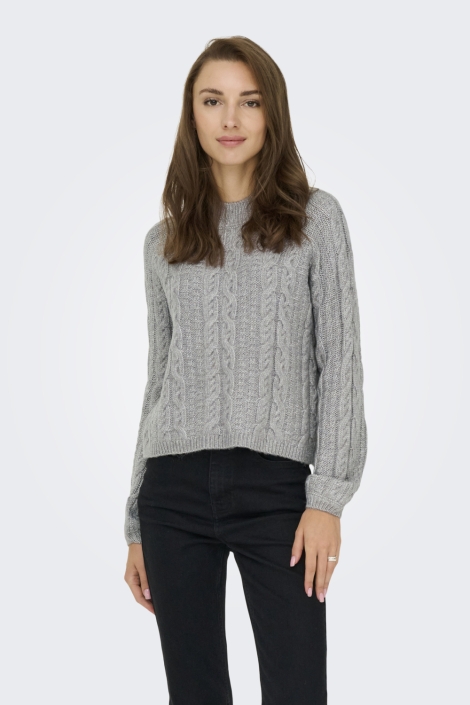Jacqueline de Yong grijze dames trui | Model vooraanzicht