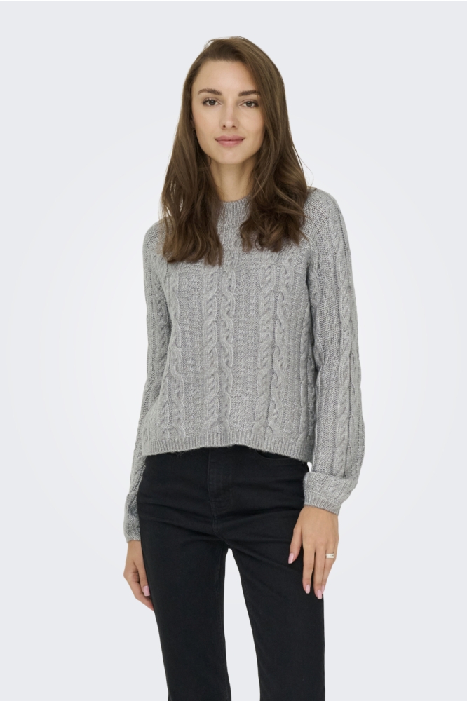 Jacqueline de Yong grijze dames trui | Model vooraanzicht