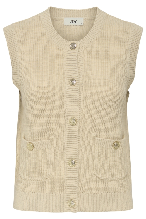 Jacqueline de Yong beige dames gilet | Vooraanzicht
