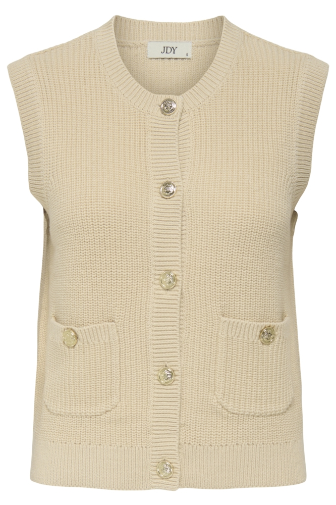 Jacqueline de Yong beige dames gilet | Vooraanzicht