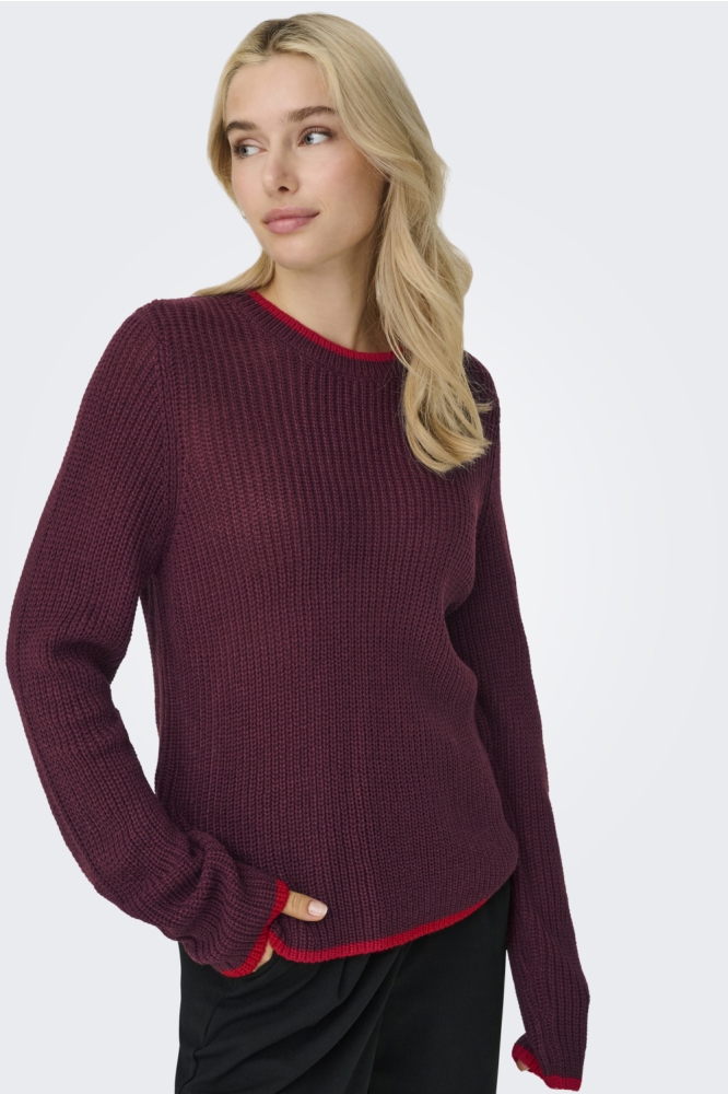 Jacqueline de Yong bordeaux dames trui | Model