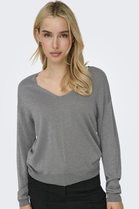 Jacqueline de Yong grijze dames trui | Model vooraanzicht