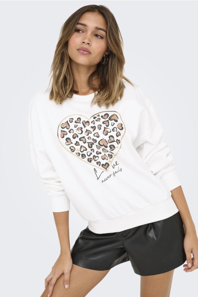 Only witte dames sweater | Model vooraanzicht