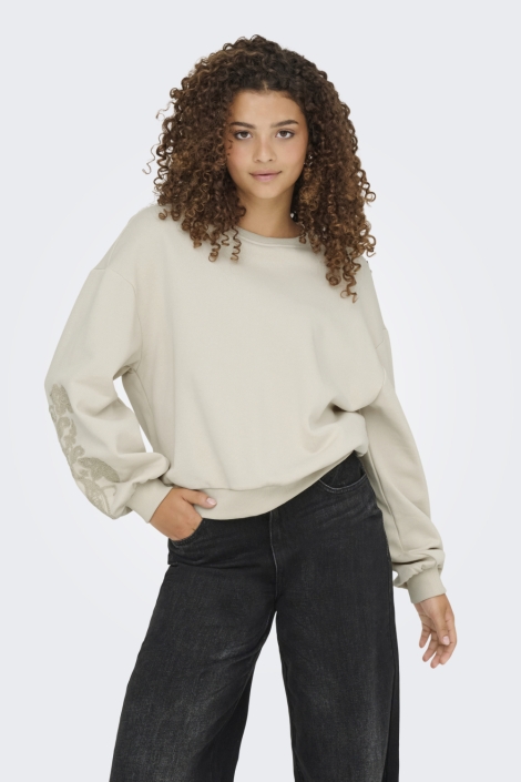 Only beige dames sweater | Model vooraanzicht