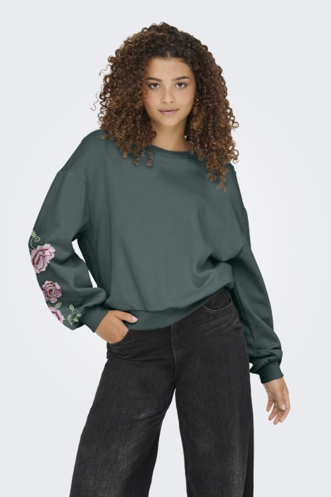 Only groene dames sweater | Model vooraanzicht