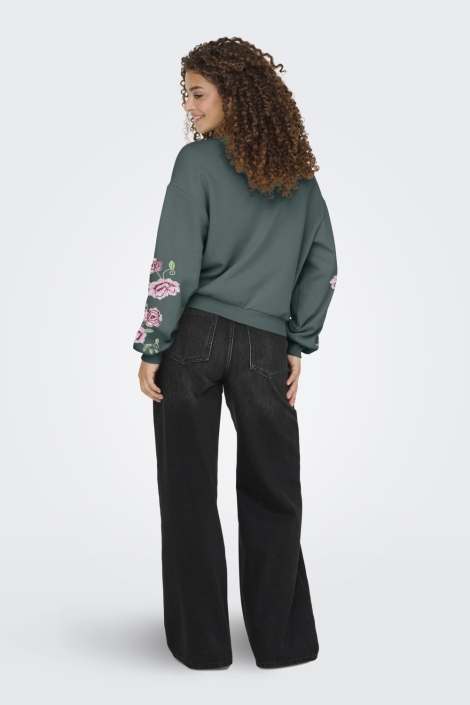 Only groene dames sweater | Model achteraanzicht