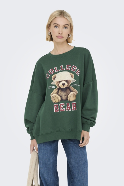 Only groene dames sweater | Model vooraanzicht