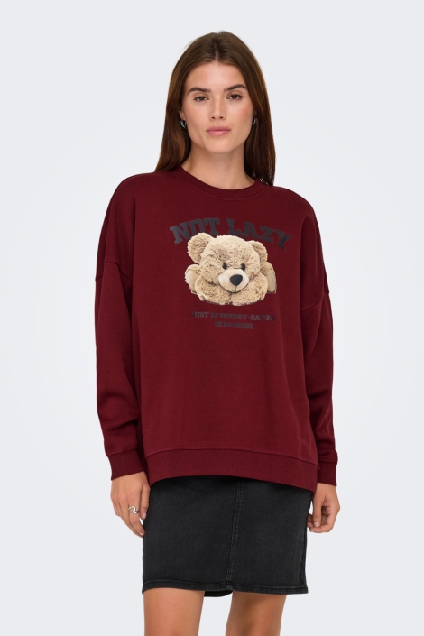 Only bordeaux dames sweater | Model vooraanzicht