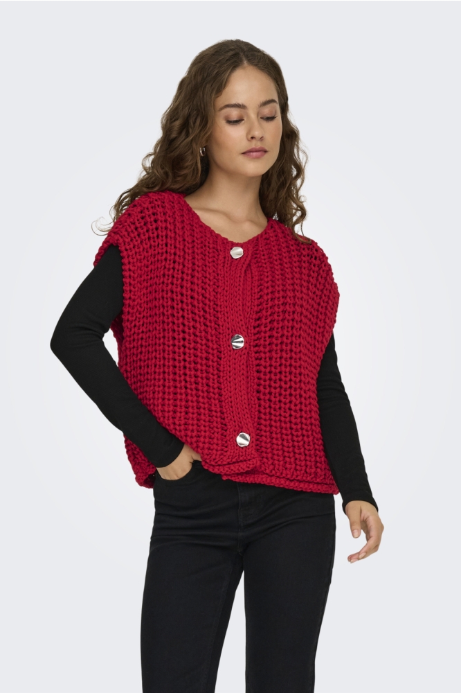 Only rode dames gilet | Model vooraanzicht