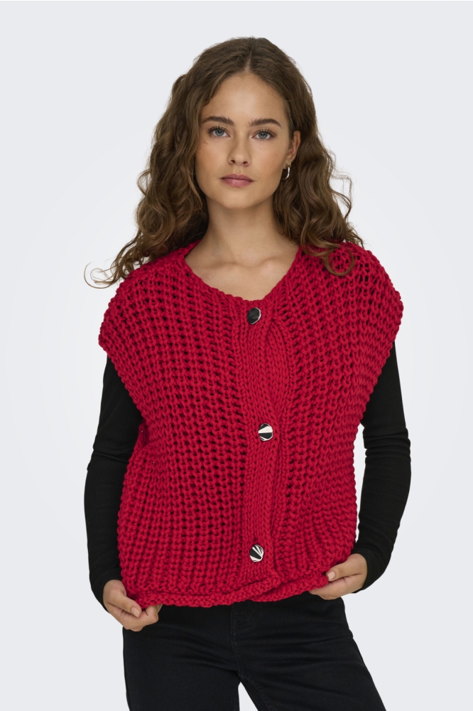 Only rode dames gilet | Model vooraanzicht