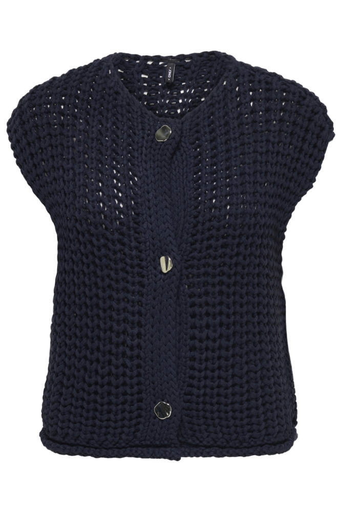 Only blauwe dames gilet | Vooraanzicht